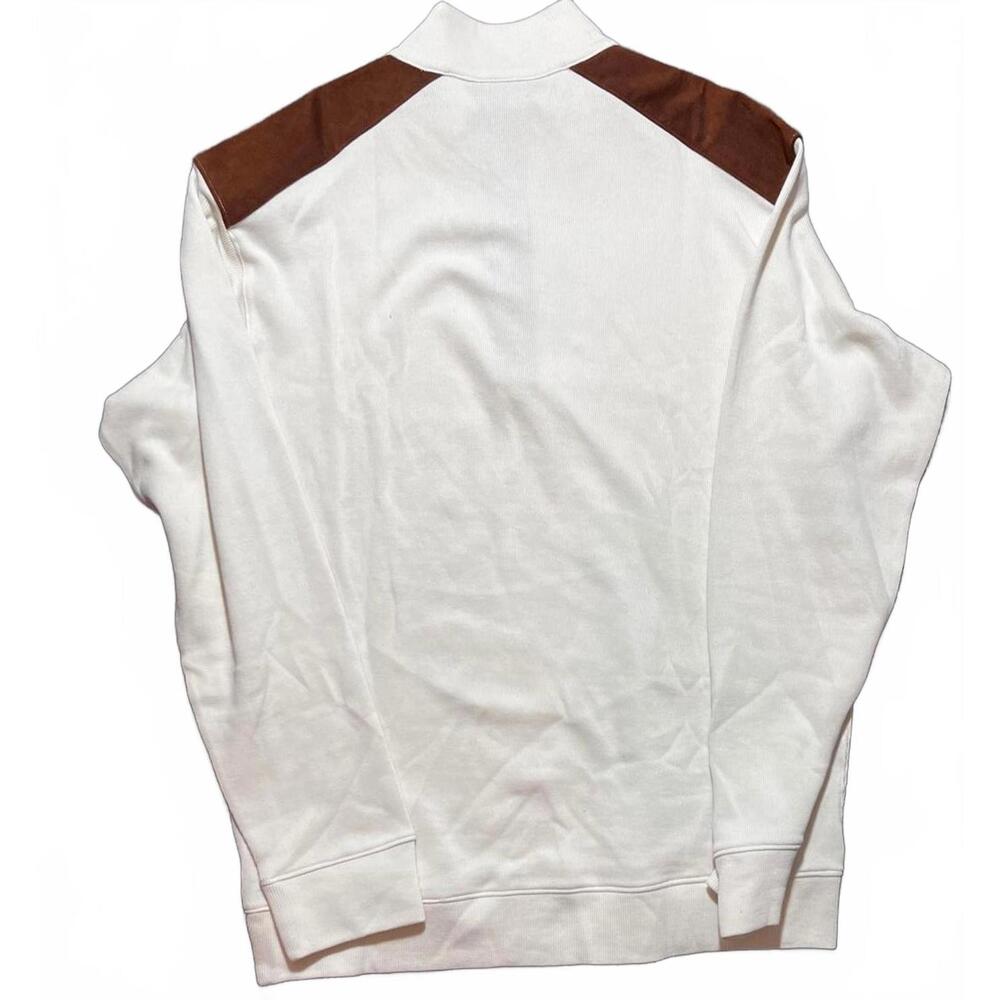 Cremieux Men’s Large Long Sleeve Henley Shirt Cream Brown Panel - Picture 6 of 6